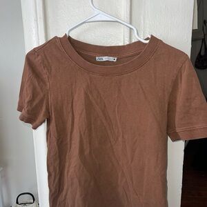 Zara Tan Short Sleeve Tee